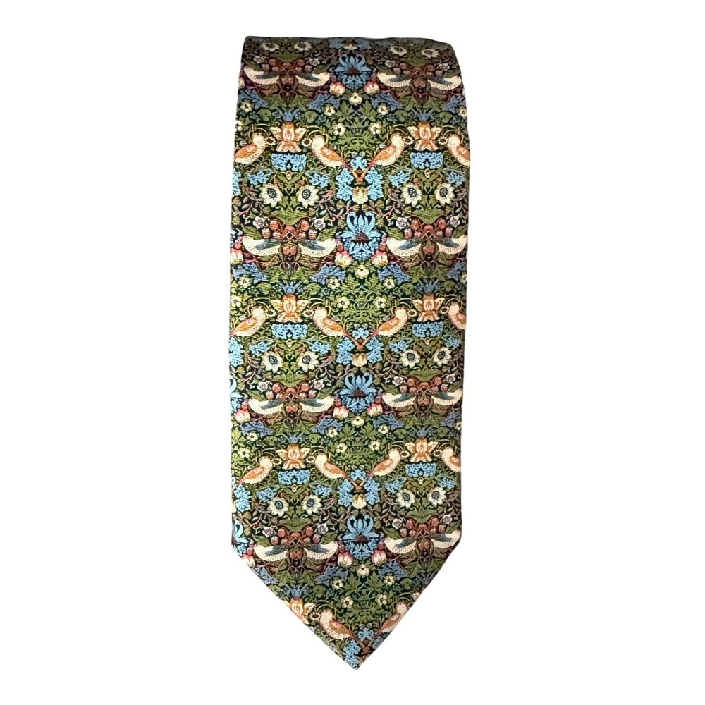 Fox & Chave Tie Men's Multicolor Excellent Silk William Morris Strawberry Thief